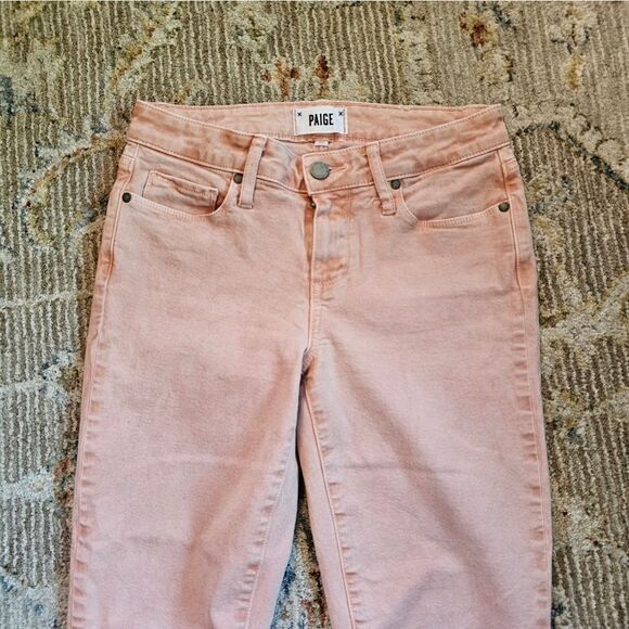 Paige Ankle Jeans Sz 27 With 29" Inseam, Like New! Pinkish/salmon Color - Picture 4 of 6